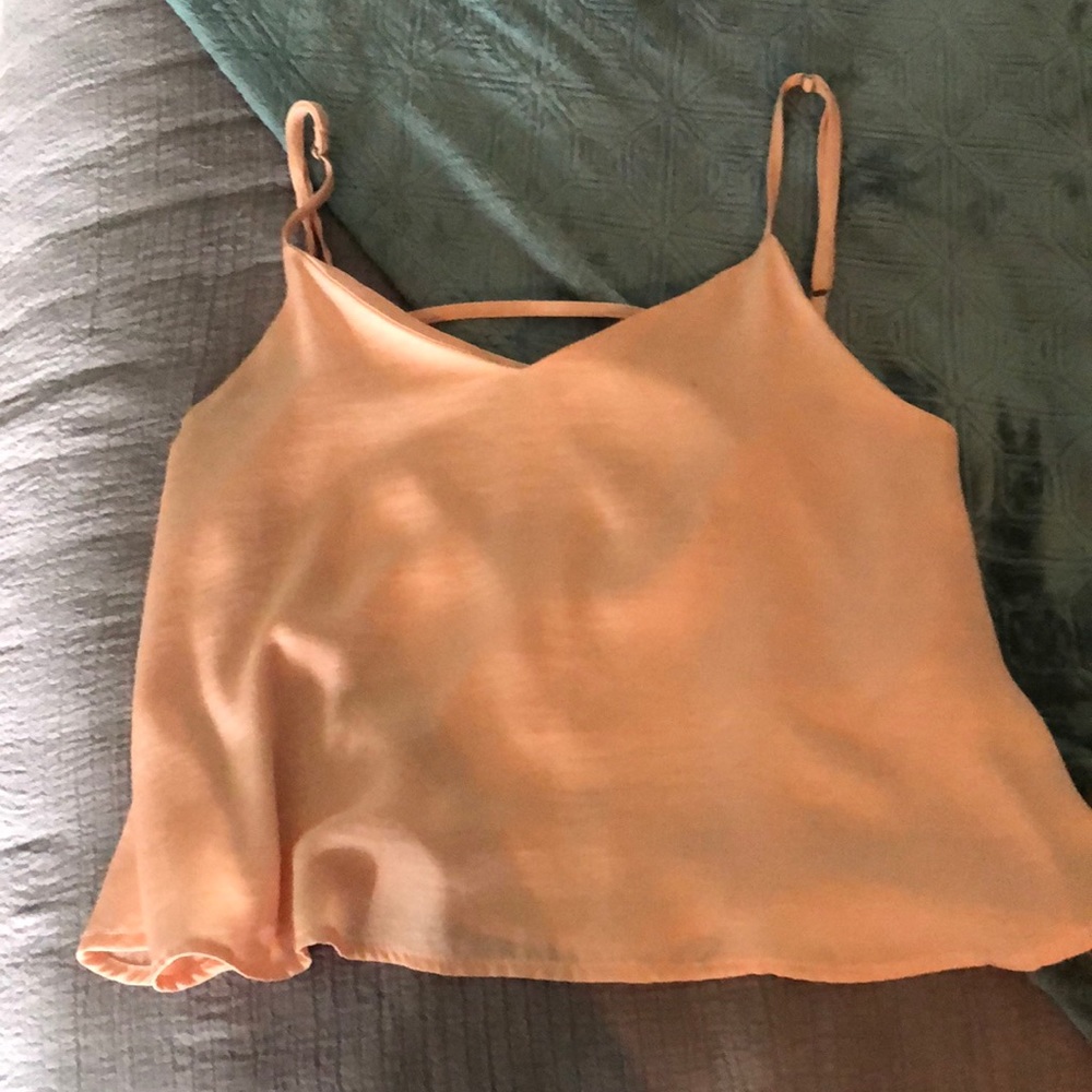 Flowy silk peach tank